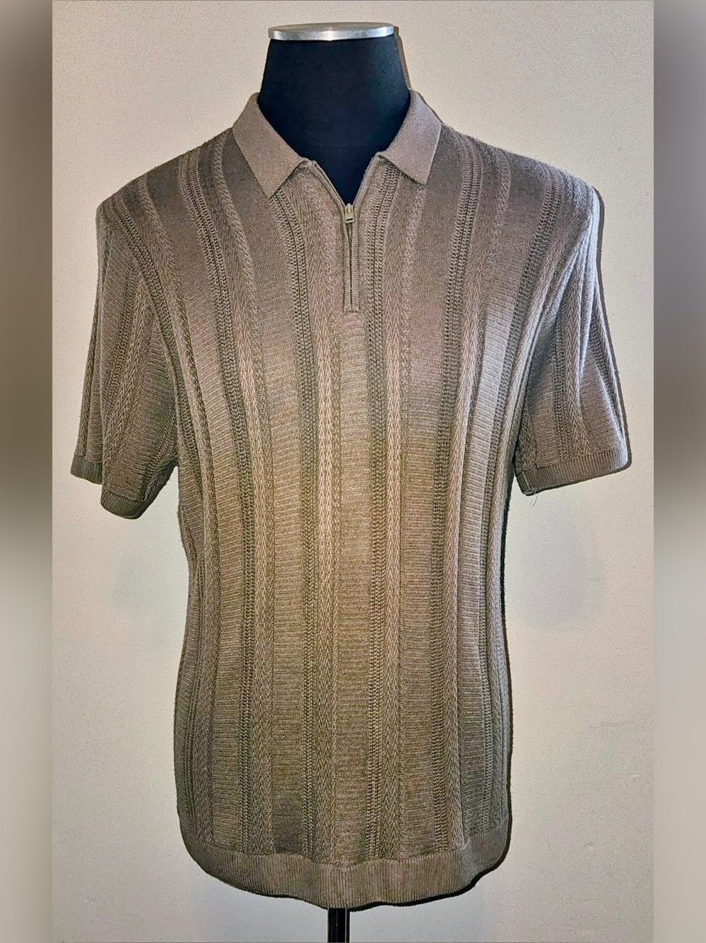 HOLLISTER Coffee Brown 3/4 Zip Polo Shirt
